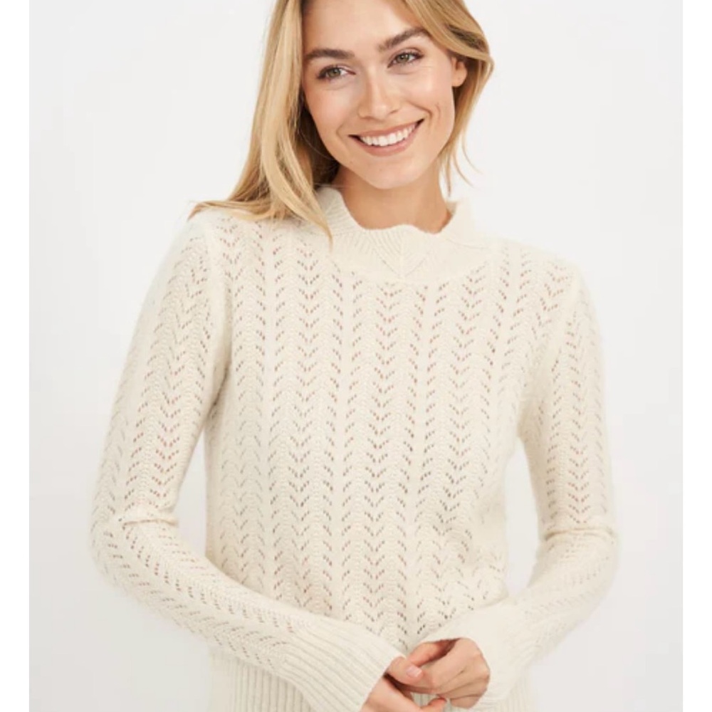Frame Denim Marea pointelle Knit Sweater ivory XL